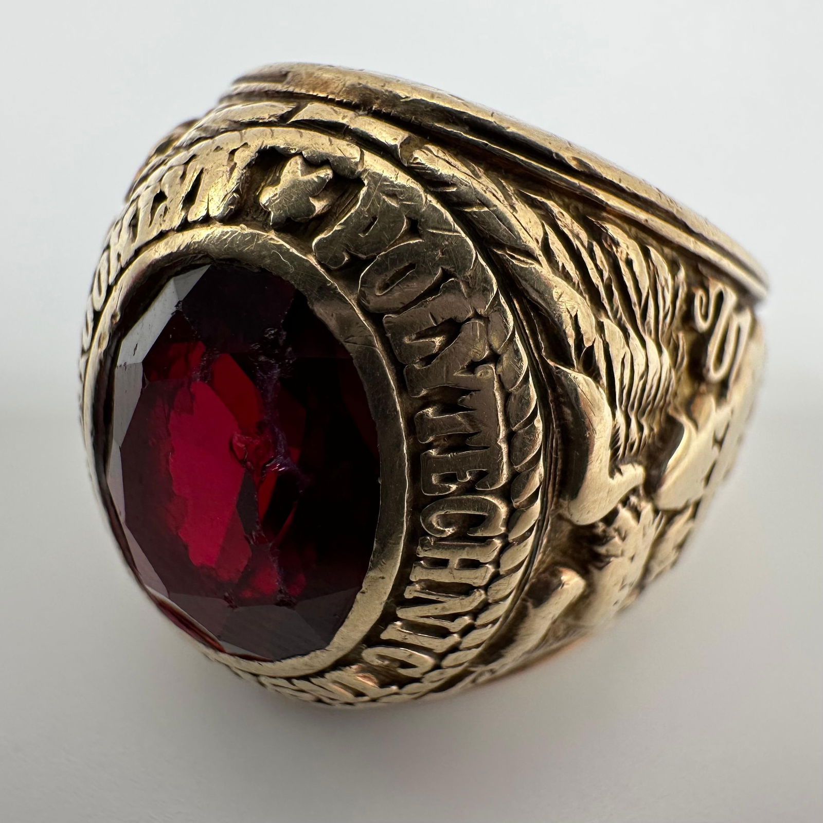 10K Lab Ruby Polytechnic Institute Brooklyn Gold Class Ring 1959 - 7