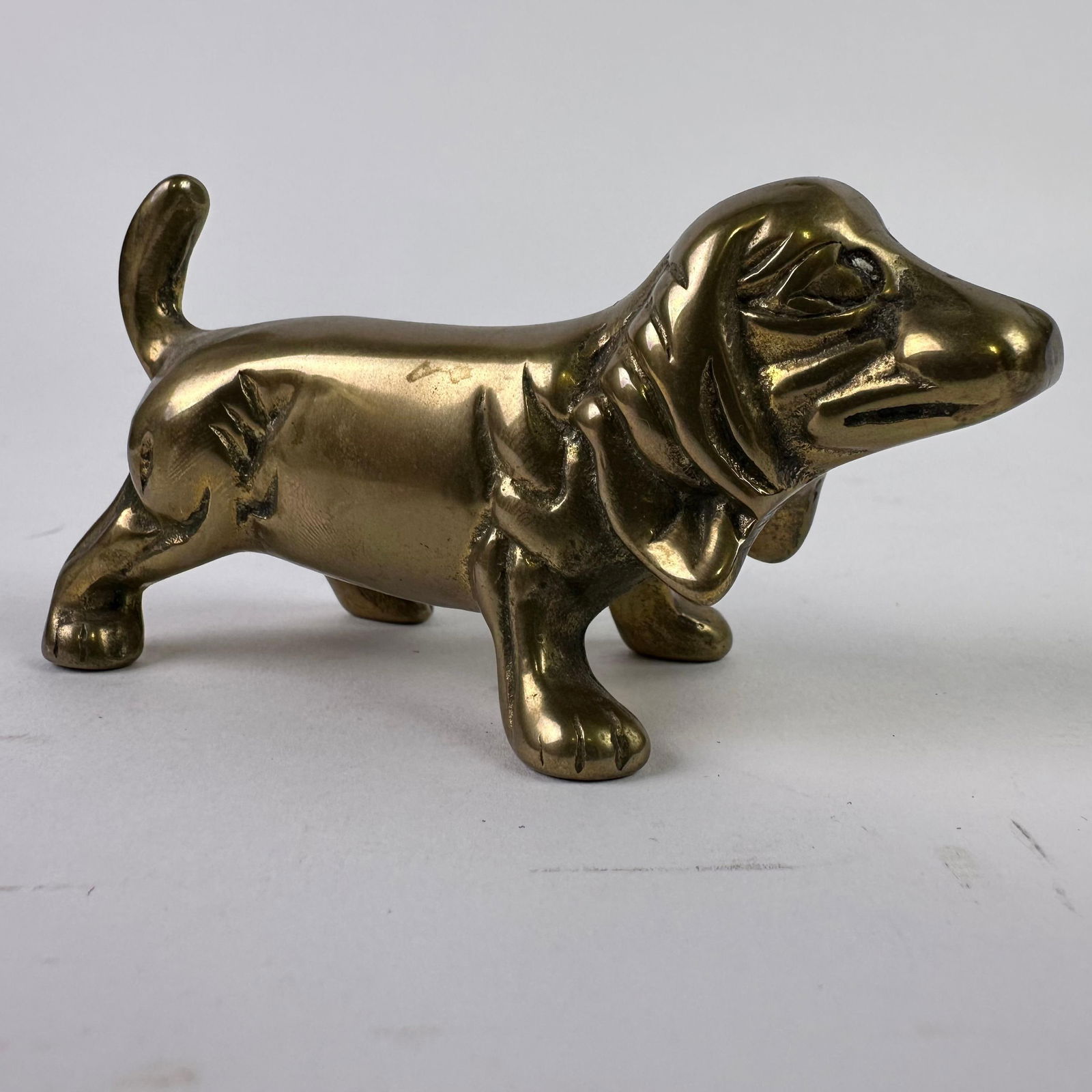 Vintage Solid Brass Figure Dachshund Dog Mini Figurine (1 of 4)