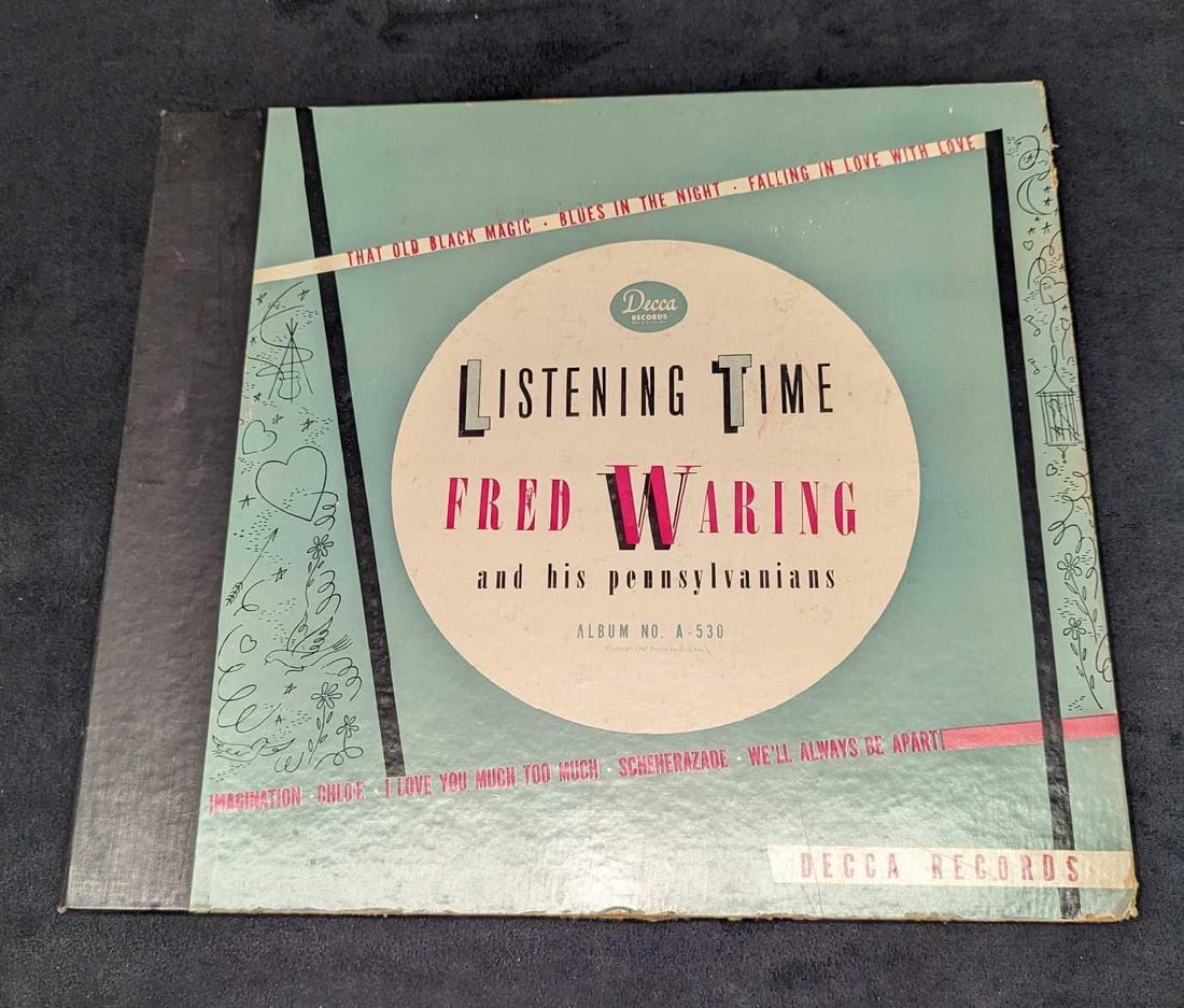 Vintage Fred Waring Listening Time 4 LPs Set: Vintage Fred Waring Listening Time 4 LPs Set. This Jazz set was released by Decca Records in 1949. This is approx 14" x 3/4" x 12 1/2" and it weighs 4.45 lbs. The records have light scratches and scuf