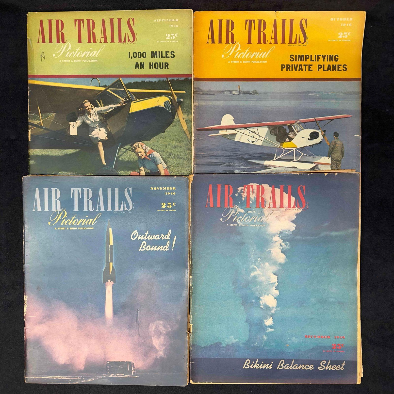 Air Trails Pictorial Aviation Magazine 1946 Lot of 4 Four Magazines Collection Set (1 of 5)