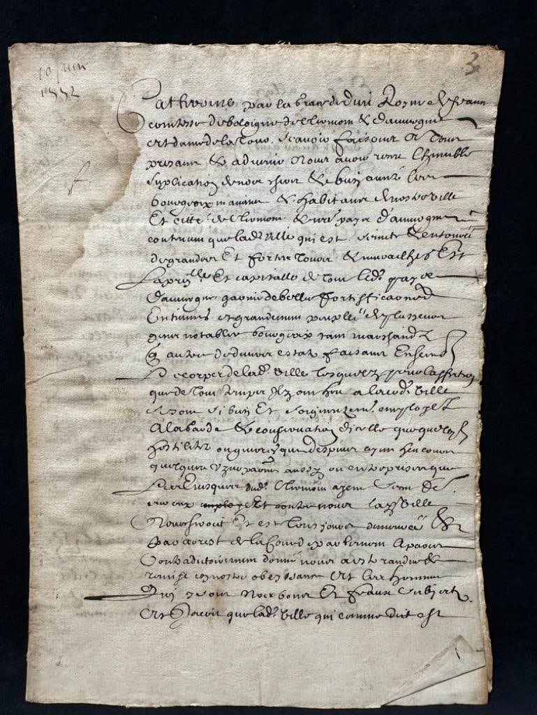 1552 Copy Of Royal Charter of Clermont, France (1 of 7)
