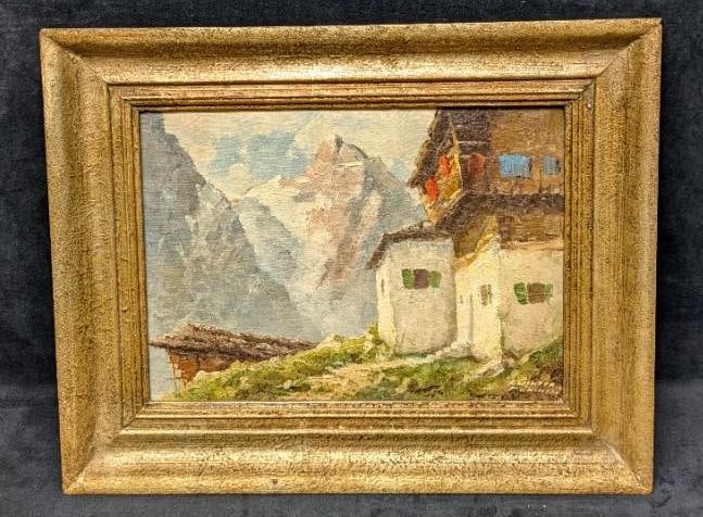 Framed Fritz Winter Oil On Canvas Mountains & House (1 of 6)