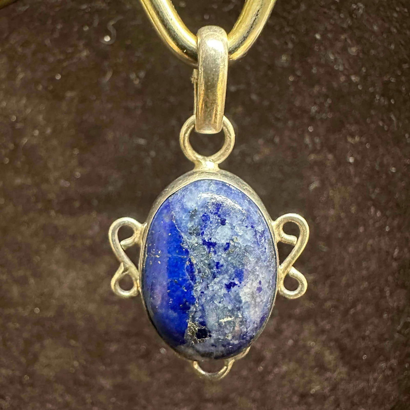 Oval Lapis Lazuli Gemstone Sterling Silver Bezel Pendant G60 (1 of 8)