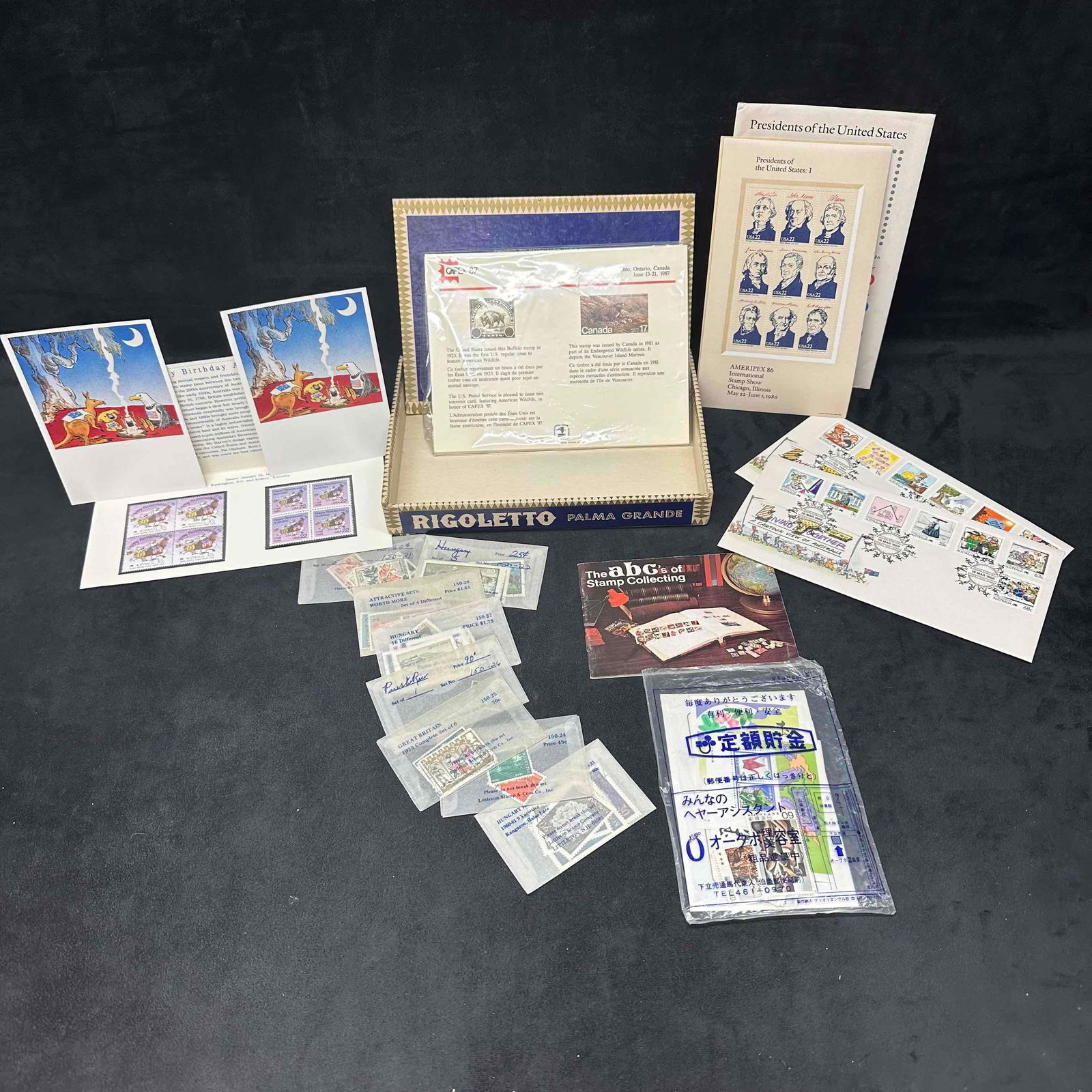 Foreign and USA Stamps Collection Australia Presidents International Themes: A few of the international foreign stamps have been canceled. The US American stamps are able to be used for Mailing but some pre canceled. Collectors stamp collection with various themes. Includes