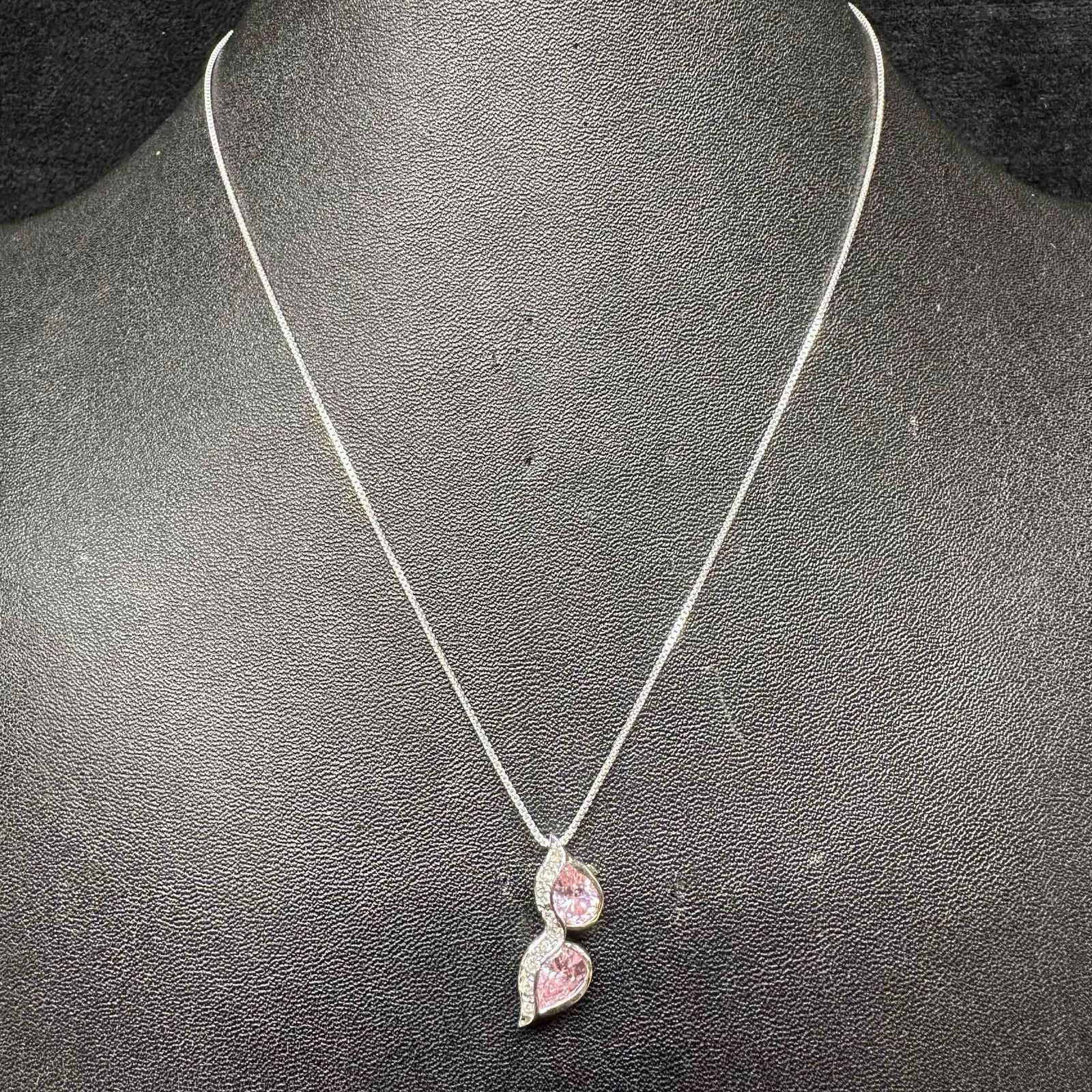 Pink and White Cubic Zirconia Sunglasses Sterling Silver Sun Glasses Pendant and 925 Necklace: This item is in good pre-owned, previously used/displayed condition with noticeable light wear, and surface scratches. Please reference all photos for full details. This piece of jewelry has been