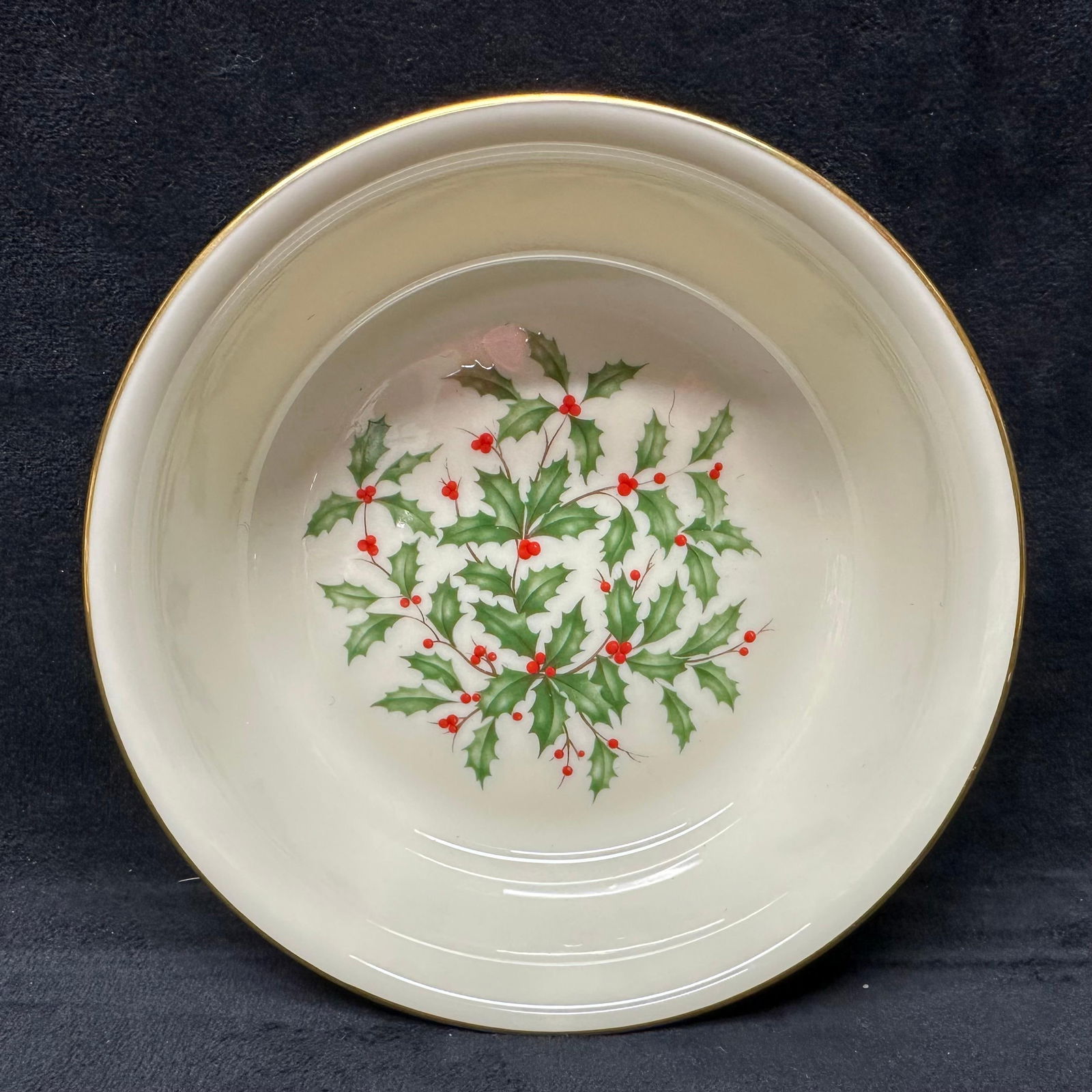Lenox Holly Pattern Porcelain Serving Bowl with Gold Rim (1 of 5)