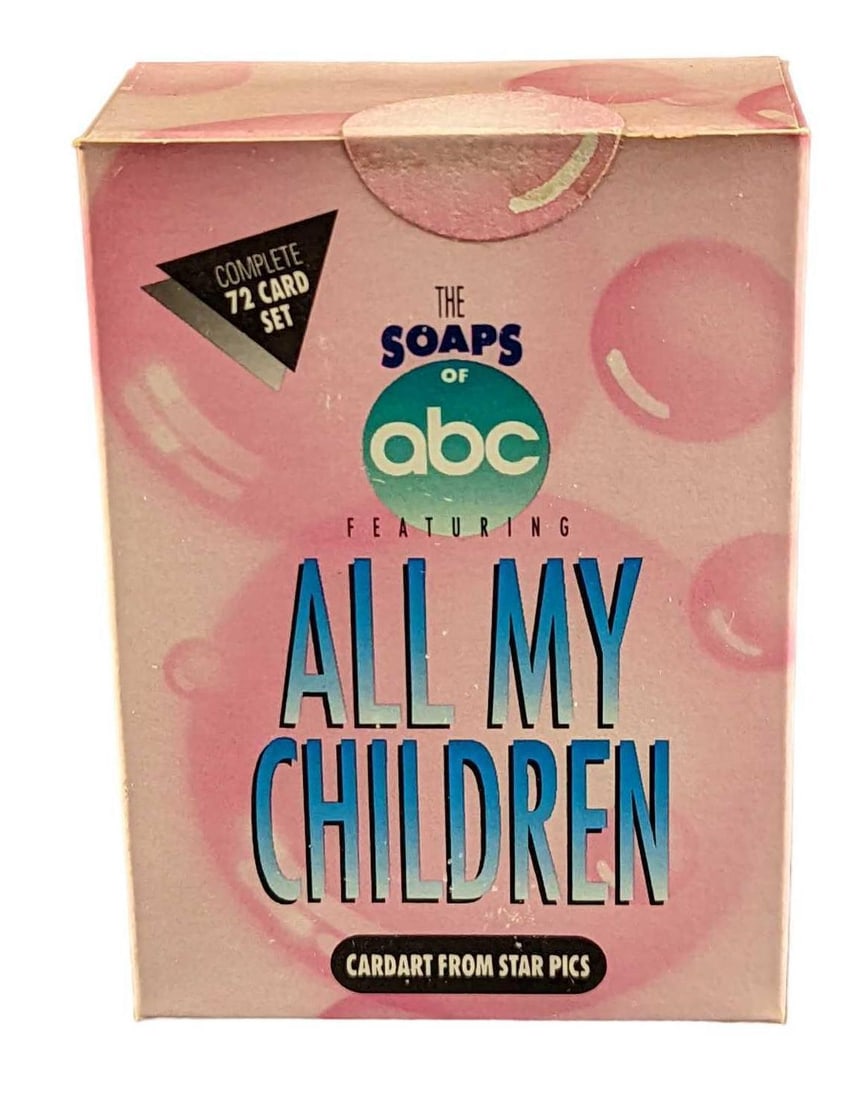 All My Children Complete Card Factory Sealed Set: All My Children - Complete 72 Card Factory Sealed Boxed Set. These were released in 1991 by Star Pics Inc. As noted in the box, "May Contain At Least One Original Authenticated Autographed Card". The