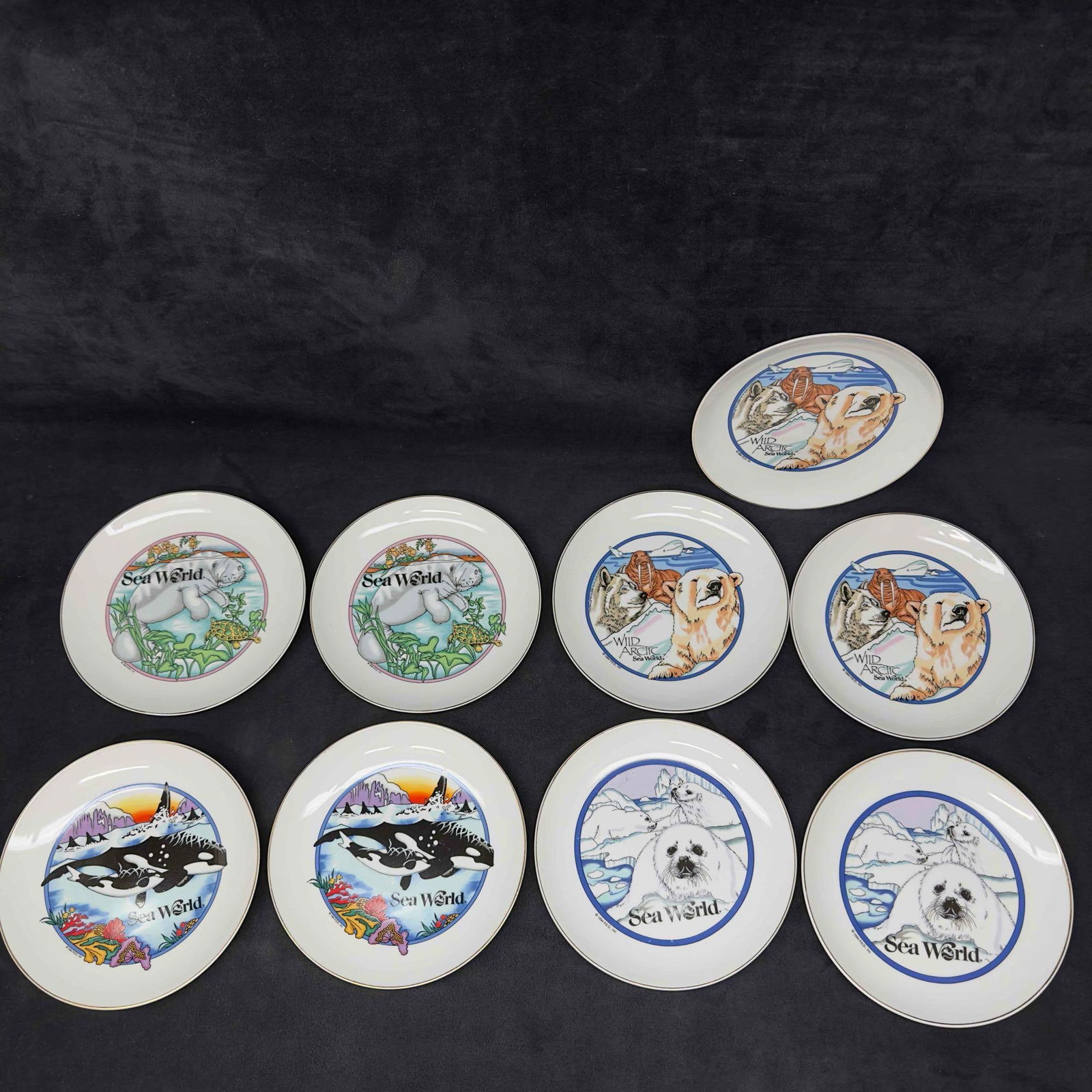 Sea World Commemorative Collectors Plate Set Lot of Nine 9 Plates Sea Creatures Animals (1 of 6)