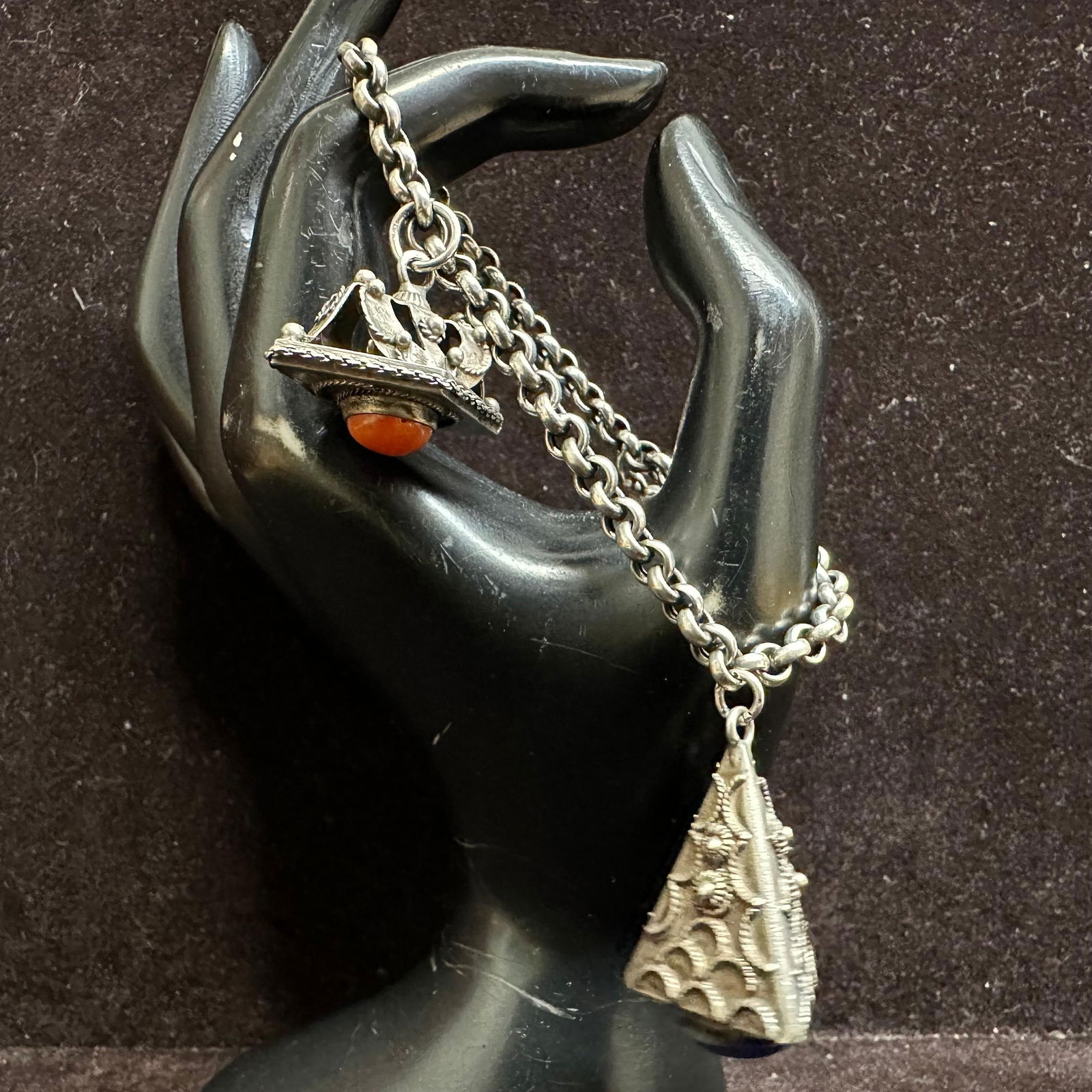 Sterling and 800 Silver Three Charm Bracelet T68 (1 of 6)