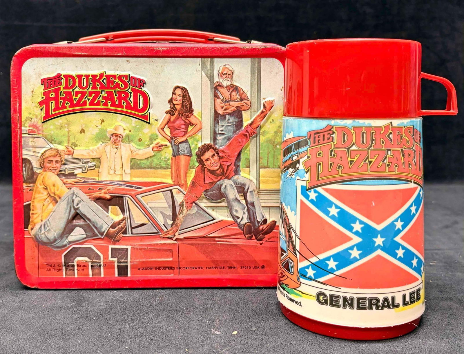 Vintage 1980s Dukes of Hazzard Metal Aladdin Lunch Box and Thermos (1 of 7)