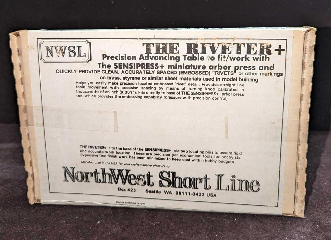 The Riveter Precision Advancing Table For The Sensipress+: The Riveter Precision Advancing Table For The Sensipress+ Helps you easily make precision located embossed "rivet" detail. This tool comes sealed in its original box that is approx 9 7/8" x 6