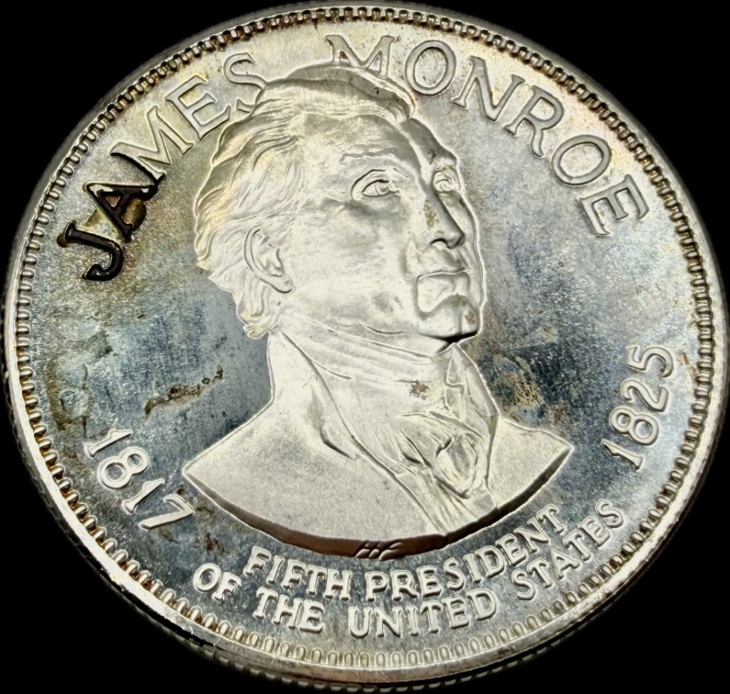James Monroe Sterling Silver Presidential Coin: These coins have been tested and researched to the best of our ability prior to listing. Please view photos, as they are a part of the condition. DETAILS: Metal - .925 Sterling SilverTested - YesSize