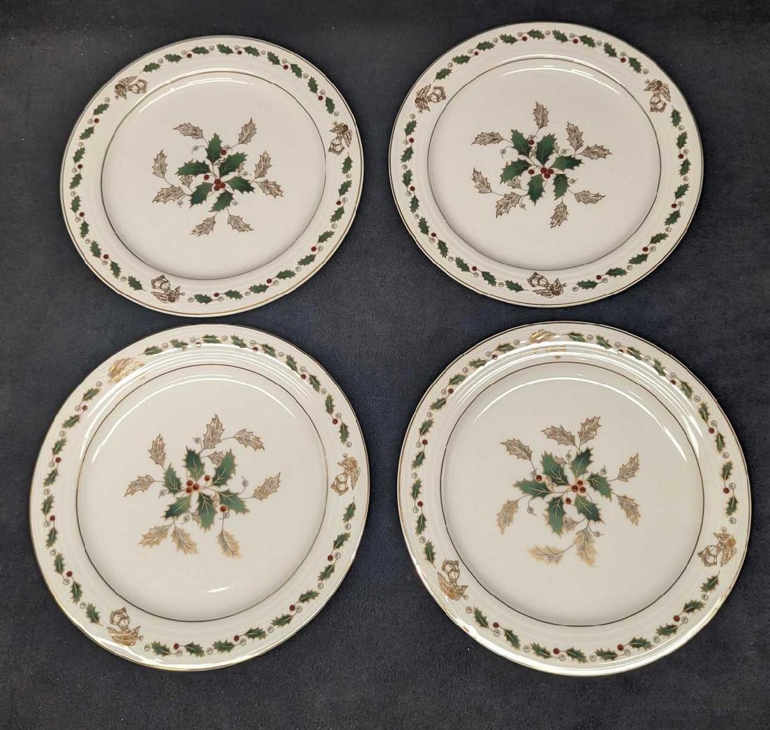 4 Retired Holly By Noritake Fine China Salad Plates A (1 of 8)