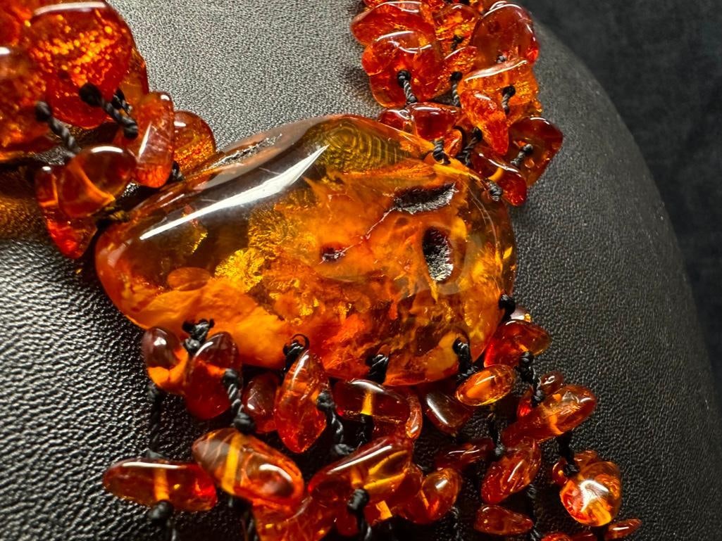 Large Amber String Necklace - 3