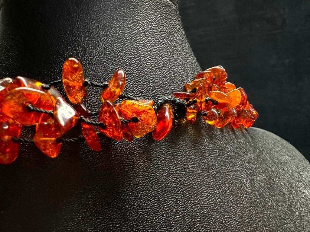 Large Amber String Necklace - 4
