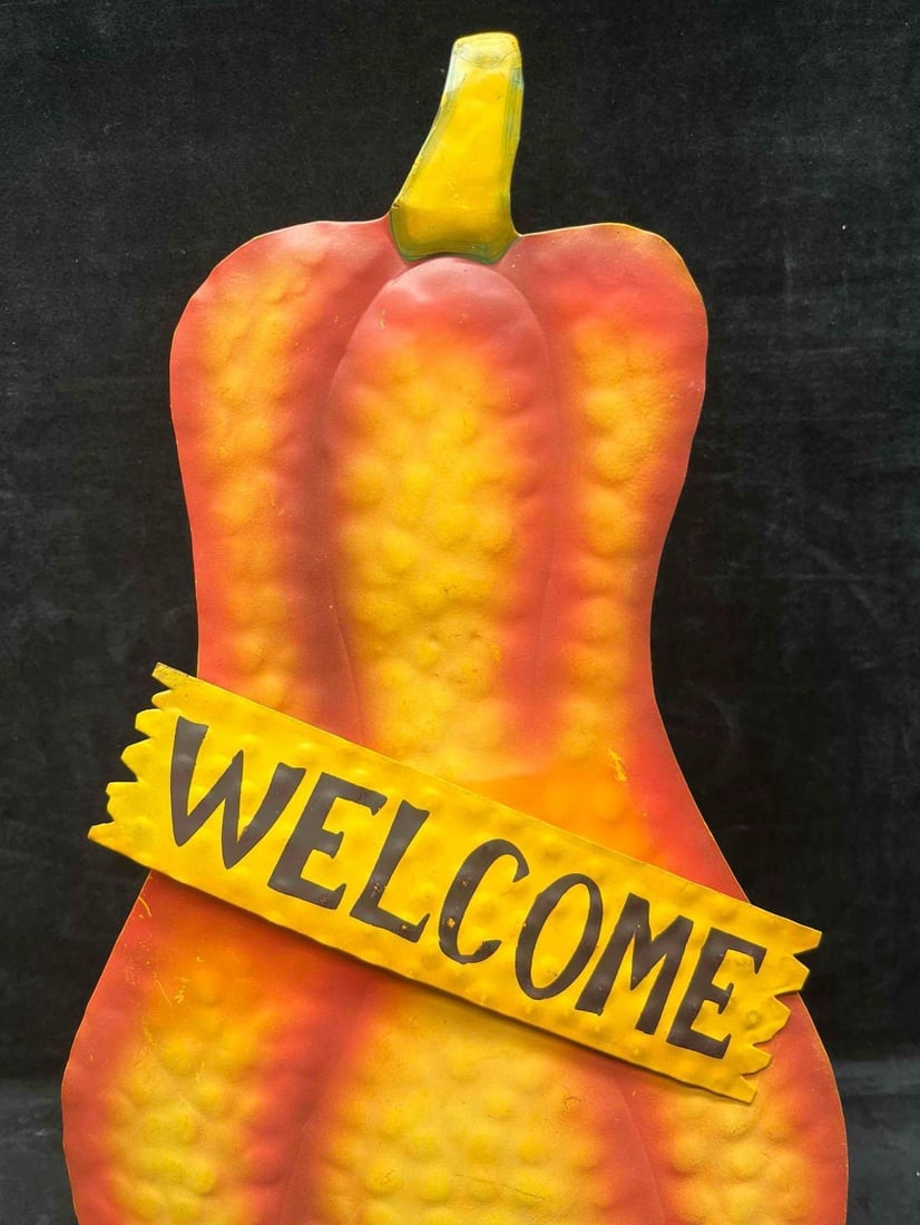 Halloween Decor Tin Sign Welcome Pumpkin - 5