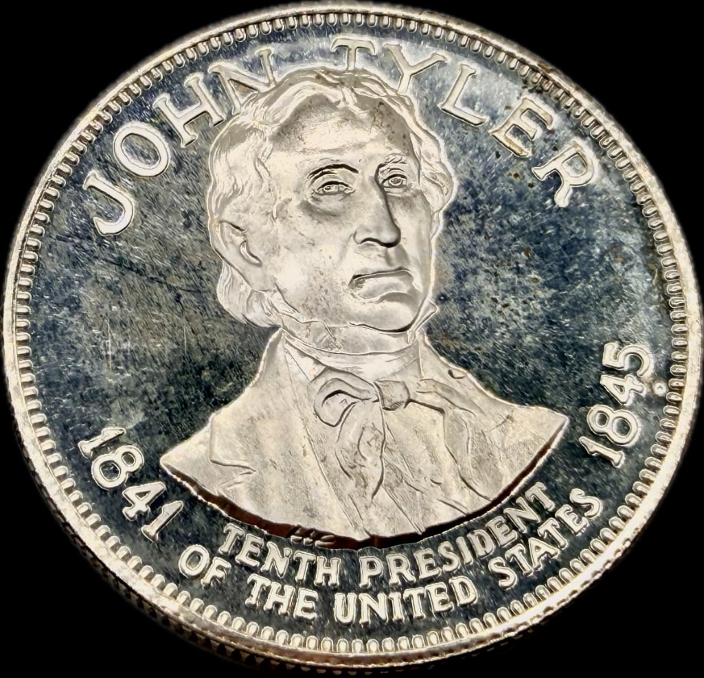 John Tyler Sterling Silver Presidential Coin: These coins have been tested and researched to the best of our ability prior to listing. Please view photos, as they are a part of the condition. DETAILS: Metal - .925 Sterling Silver Tested - Yes Si