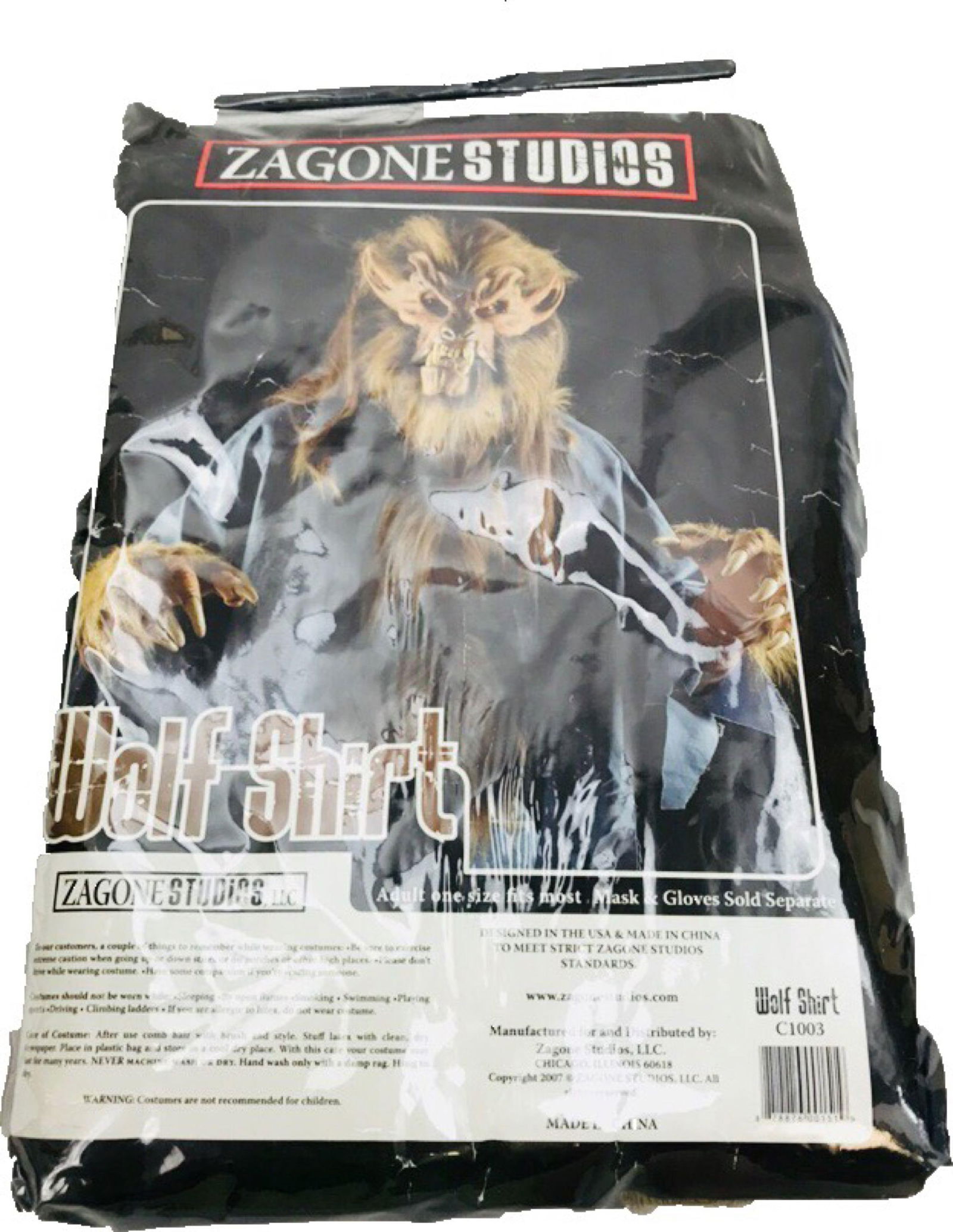 NOS - Halloween Costume Accessory - WOLF SHIRT - One Size Adult - Brown: This is an unopened New Old Stock item of Halloween Accessory. For the most part the packaging is in good shape. However, some packages may show signs of damage. 