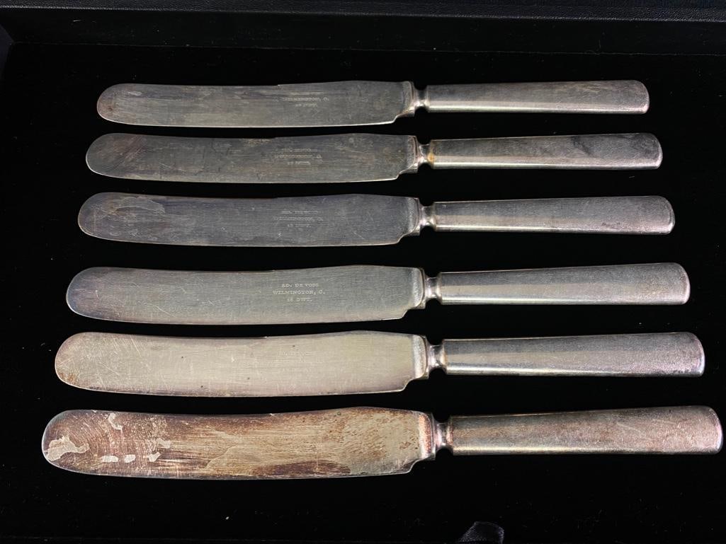 6 Turn-of-Century Pennyweight Silver Plate Knives (1 of 6)