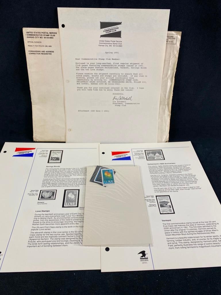 USPS Commemorative Stamp Club Spring 1991 (1 of 4)