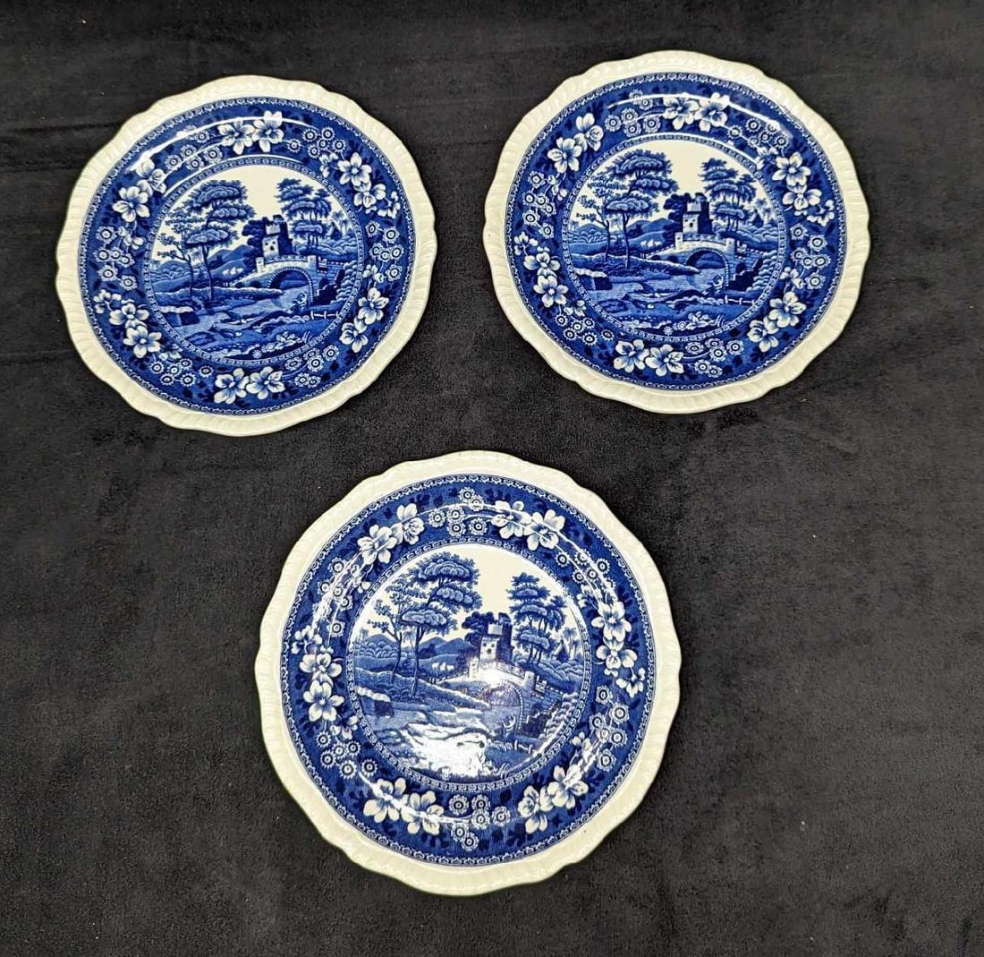 3 Retired Copeland Salad Plates Blue Spode Tower (1 of 8)