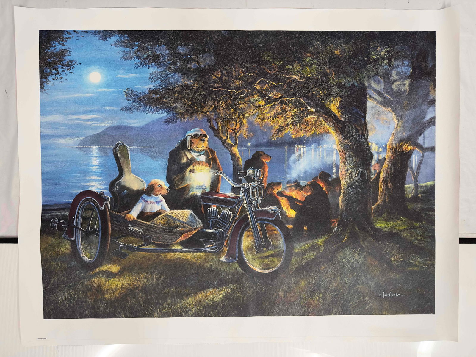 Ivan Clarke Lonely Dog After Midnight Large Giclee on Canvas: Ivan Clarke Lonely Dog After Midnight Large Giclee. Giclee on canvas print of After Midnight by Ivan Clarke. This medium (36" x 26") piece is a high quality print after an original from Clarke
