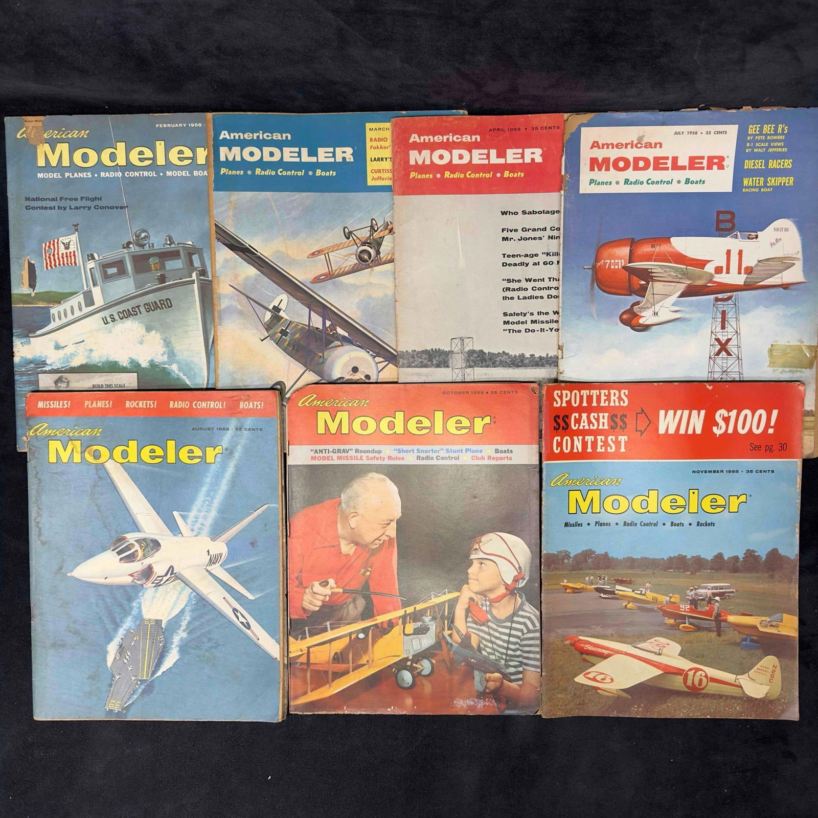 American Modeler Magazine Model Planes Boats 1958 Lot of 7 Seven Magazines Collection Set (1 of 9)