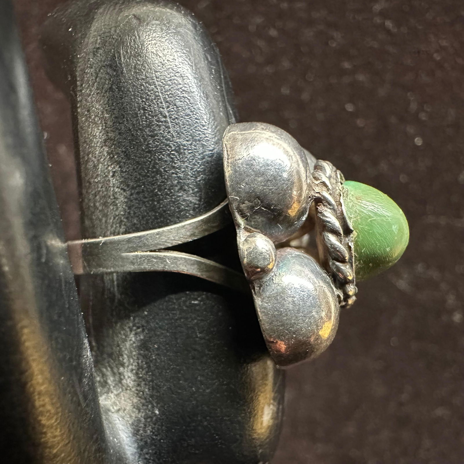 Green Stone Silver Ring Size 9.5 - 2