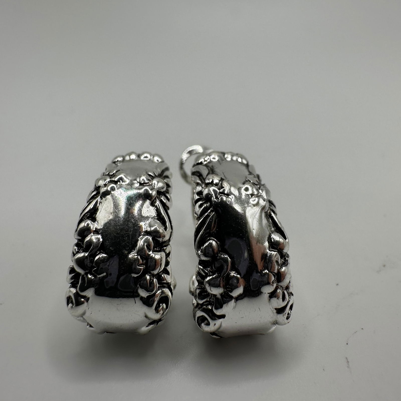 Ornate Hoop 925 Silver Earrings (1 of 8)