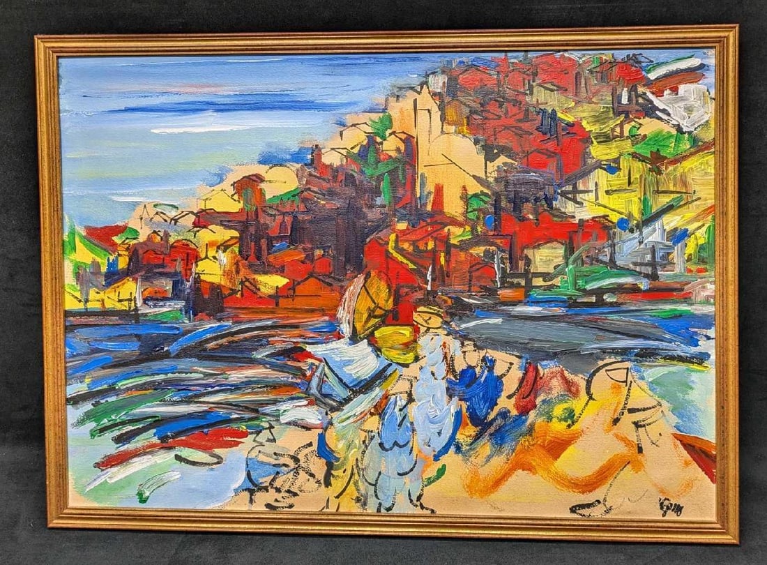 Framed Abstract Colorful Acrylic On Paper R72: Framed Abstract Colorful Acrylic On Paper R72. This is approx 29" x 3/4" x 21" and it weighs 3.10lbs. The original was signed by the artist on the bottom right. We could not find anything about the