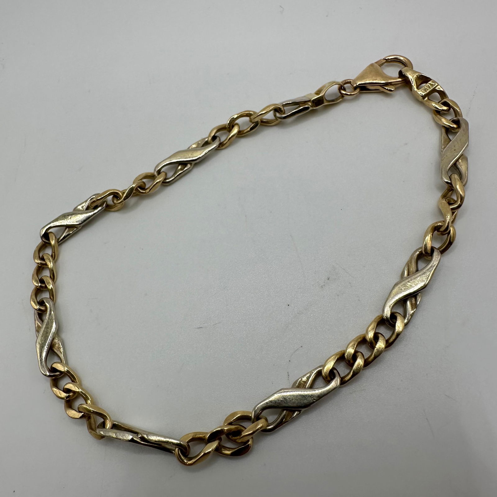 Intertwined Link Passo Doppio Figarope Style 14K Gold Bracelet (1 of 6)