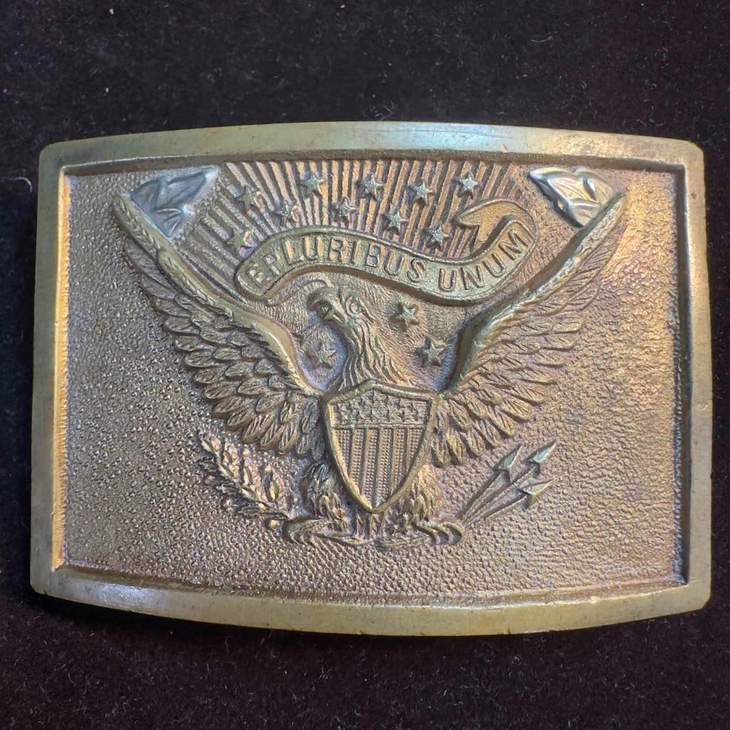 U.S. Officer's Belt Buckle Lapel Pin Brass War Memorabilia Relic: This piece of Militaria has been researched to the best of our ability prior to listing. Please reference all our photos as they are part of our description. U.S. Officer's Belt Buckle Lapel