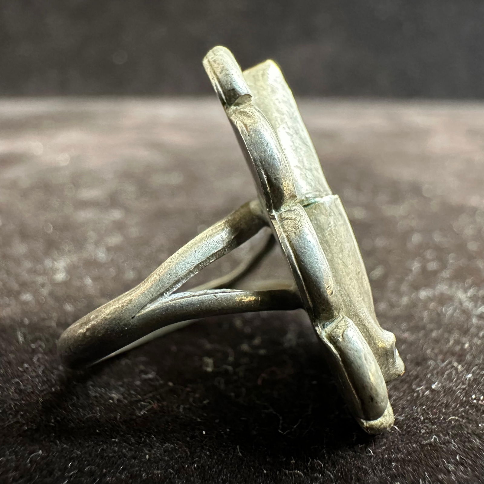 Folk Art Self Portrait Gouache Painting Dated 1948–49: Vintage folk art portrait painting depicting a standing female figure with folded arms wearing a patterned dress and green sleeves, set against a stylized interior background with decorative geometric