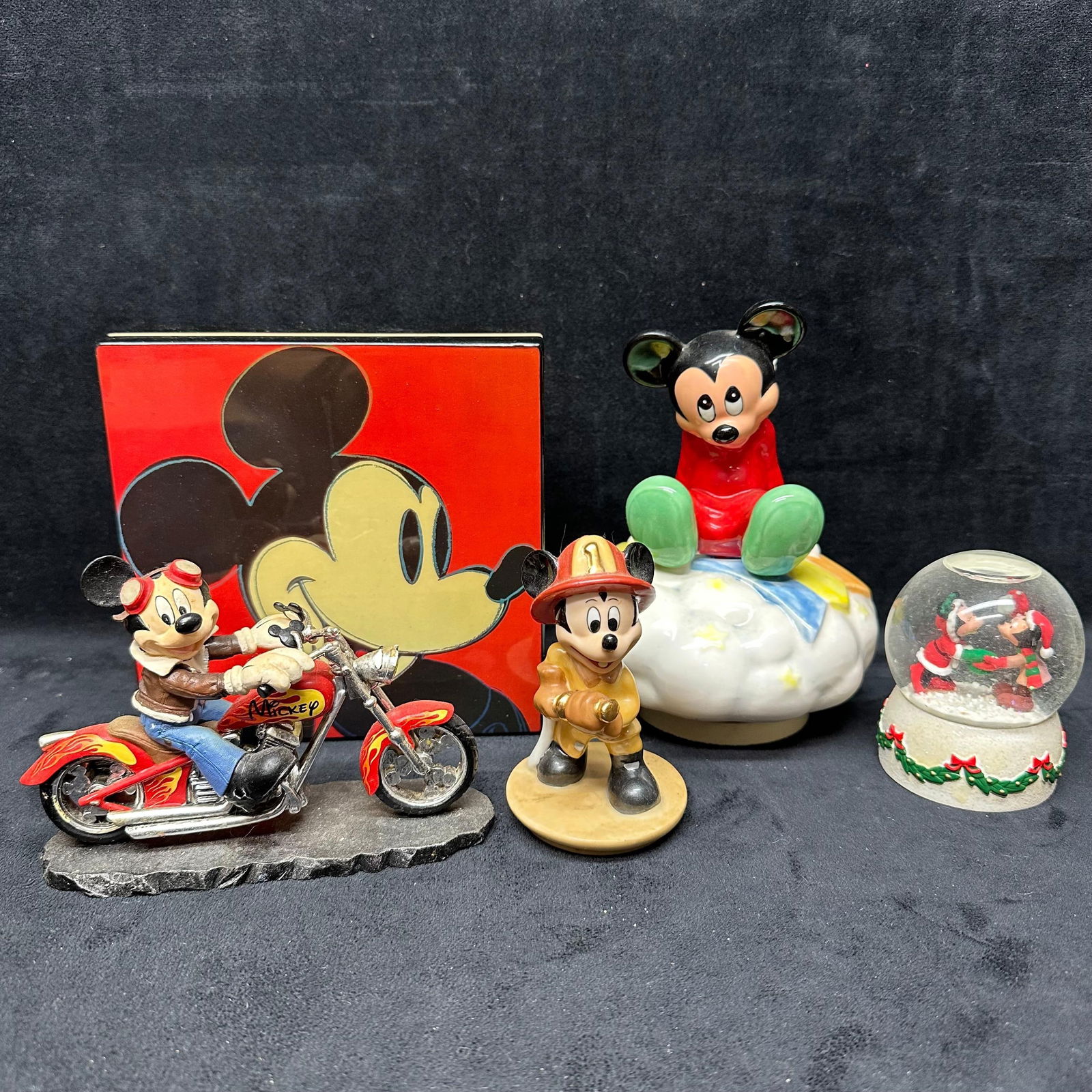 Assorted Mickey Mouse Collectibles Lot of Five Box Snow Globe (1 of 5)