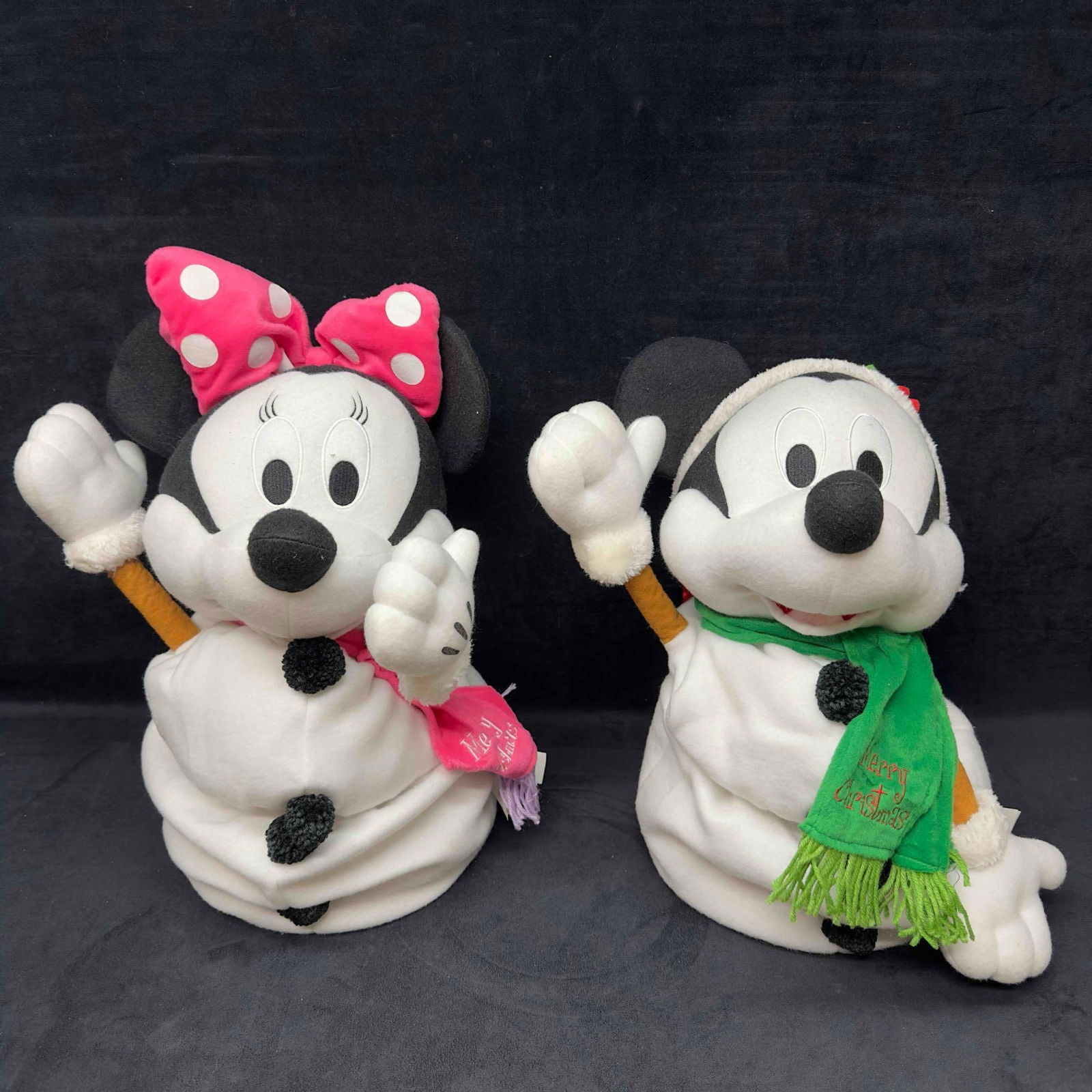 Disney Micky and Minnie Mouse Snowman Extendable Plush Merry Christmas Plush Decor Set (1 of 6)