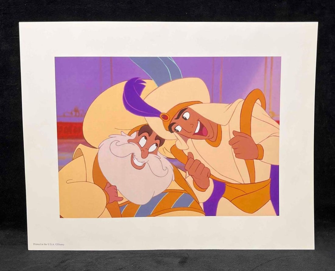 Disney's Aladdin Exclusive Commemorative Lithograph 2004 (B): This lot contains a Disney's Aladdin Exclusive Commemorative Lithograph 2004 (B). This lithograph features Aladdin as Prince Ali and The Sultan. Aladdin is a 1992 Animated musical film produced by