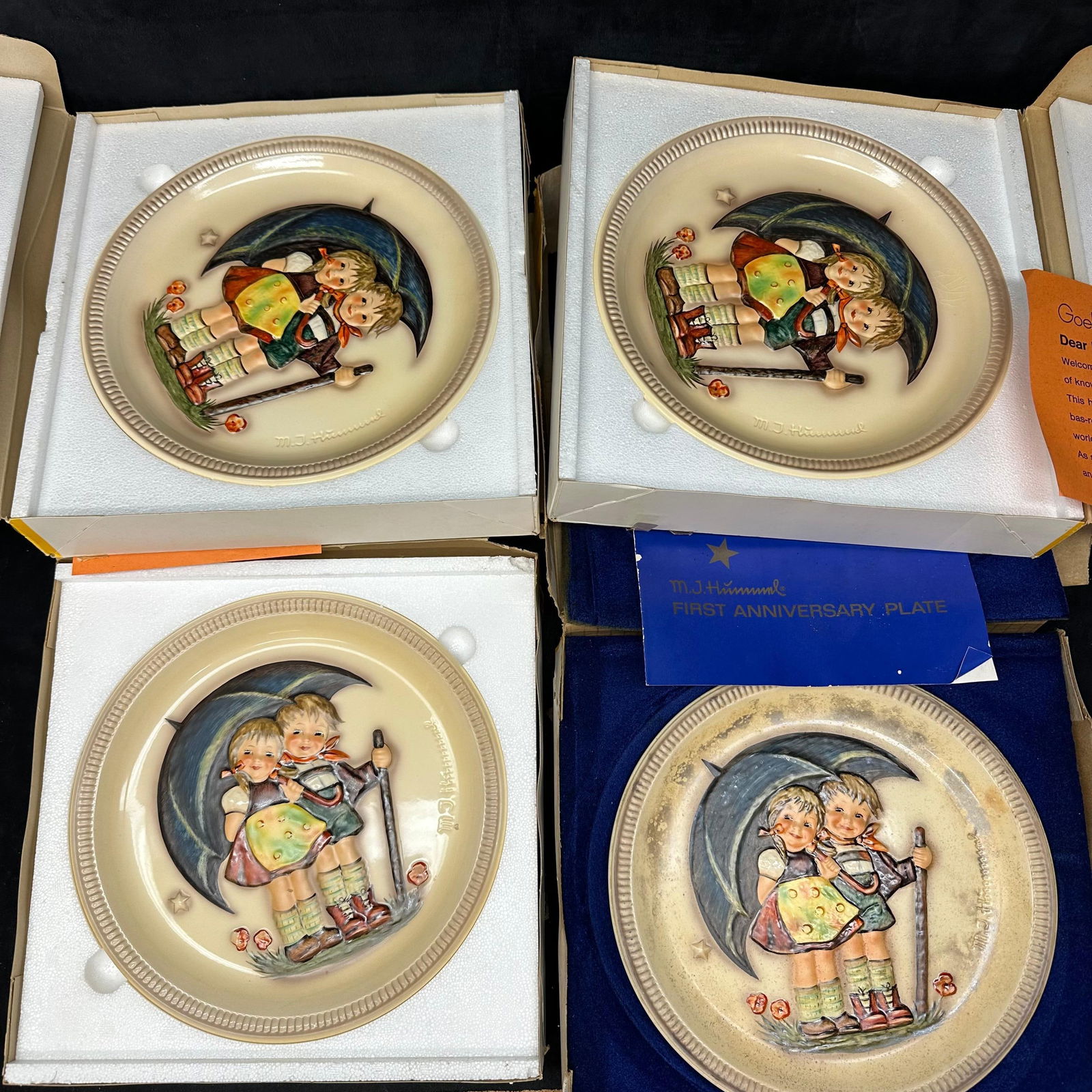 Set of Four M.J. Hummel 1975 Stormy Weather First Edition Anniversary Plates by Goebel W. Germany (1 of 11)