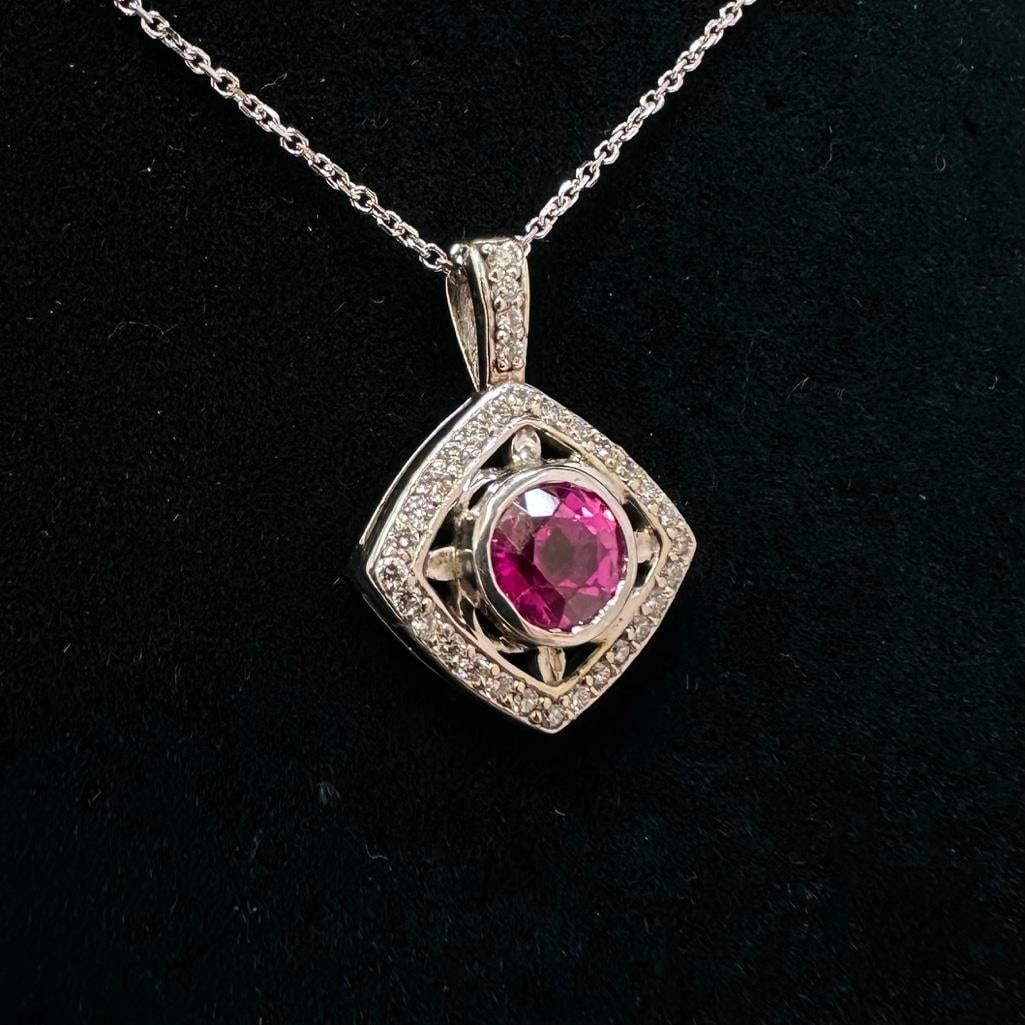 1.3 Ct Pink Sapphire in 14k White Gold Pendant (1 of 3)