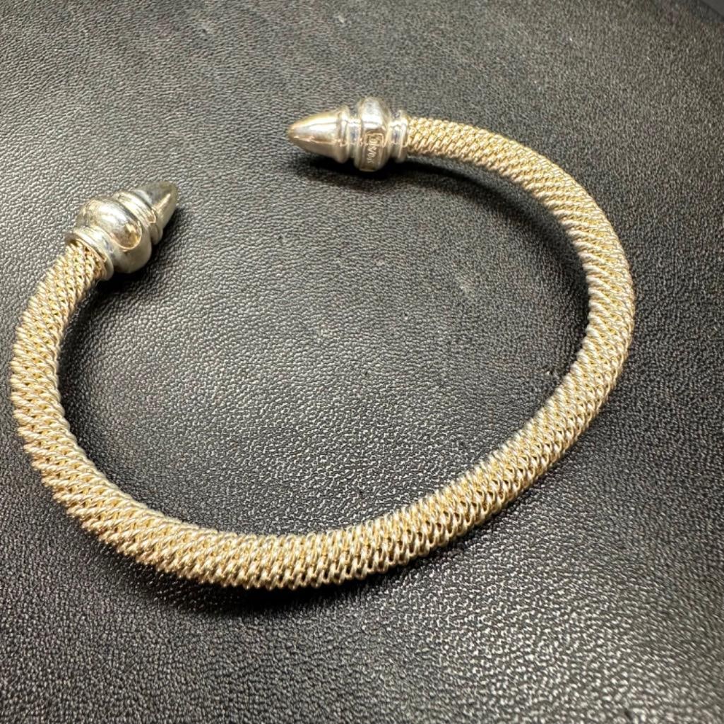 Sterling Mesh Link Adjustable Cuff Bracelet B - 2