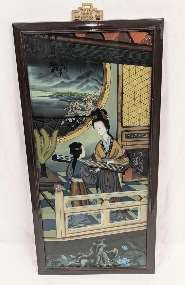 Vintage Framed Reverse Painting On Glass Zither R72 (1 of 4)