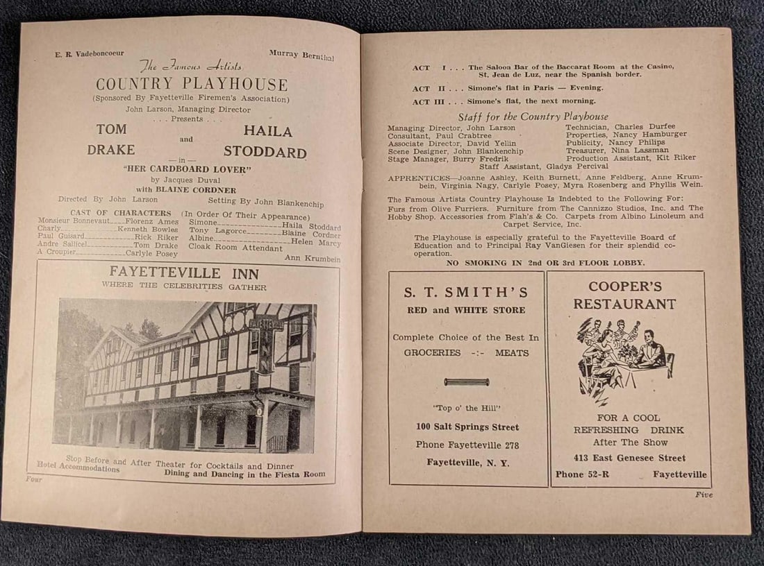 Tom Drake Signed "Her Cardboard Lover" Program - 4