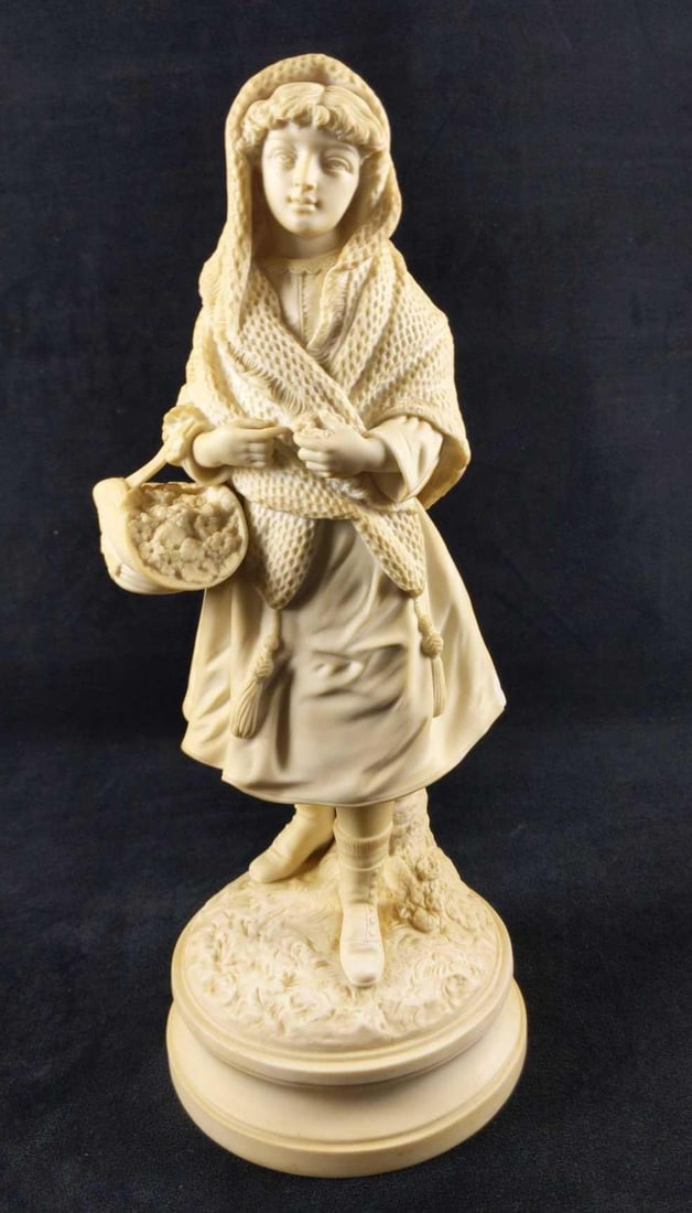 Vintage Parian Biscuit Porcelain Woman W Flowers (1 of 7)