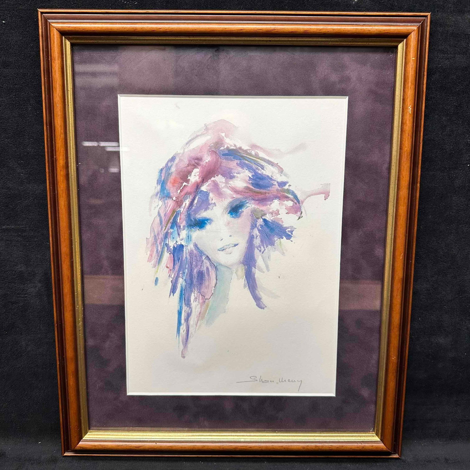 Shan Merry Amethysta Watercolor Signed Seriolithograph in Color on Paper Framed: Shan Merry Amethysta Watercolor Signed Seriolithograph in Color on Paper Framed. Includes original Certificate of Authenticity. Light wear noticed on the frame. This item is in good pre-owned,