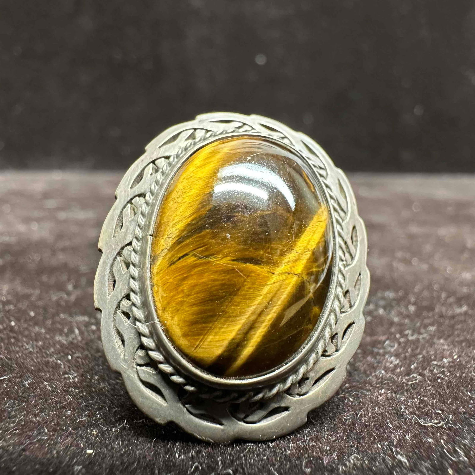 Taxco Mexico Sterling 925 Tiger's Eye Stone Setting Ring (1 of 7)