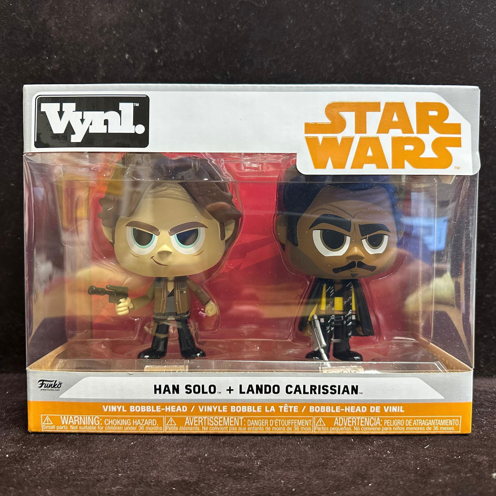 Funko Disney Star Wars Han Solo and Lando Calrissian Vynl Bobble Head Figures: Sealed. This item is in like-new, previously displayed condition with light wear and surface markings. Outside packaging light wear, figures mint, brand new. Please reference all photos for full
