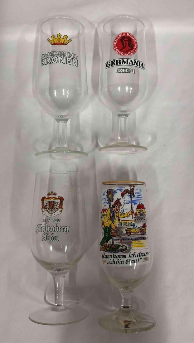 4 German Beer Glasses - 4