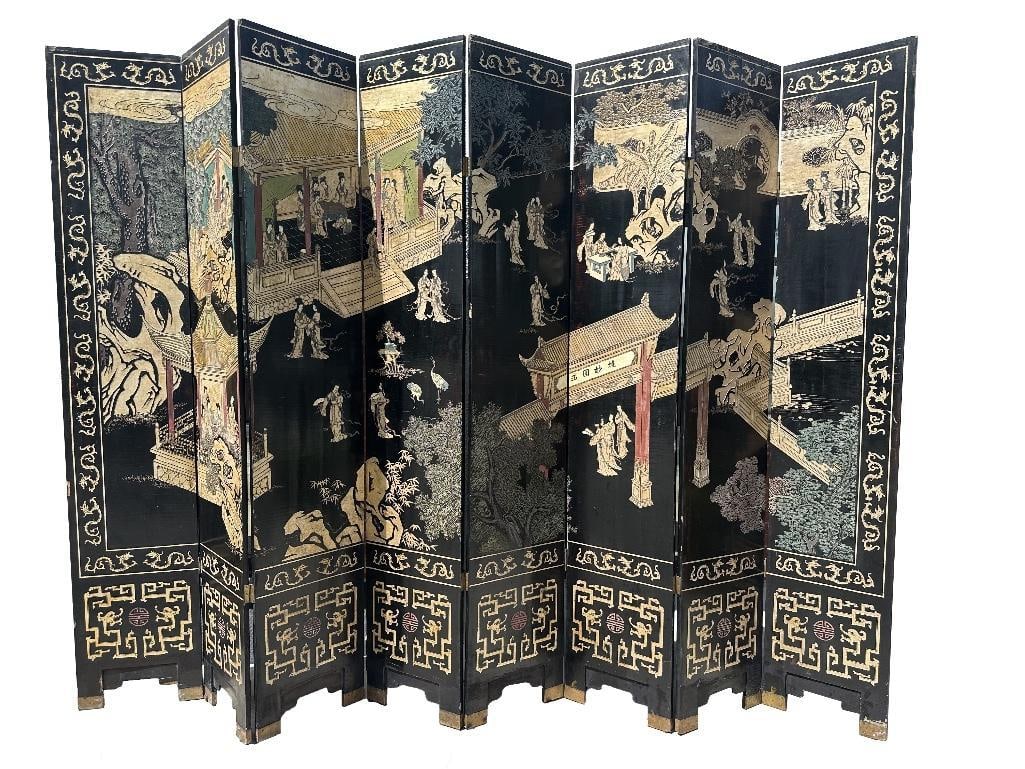 96" Tall Vintage Oriental Lacquer Screen (1 of 6)