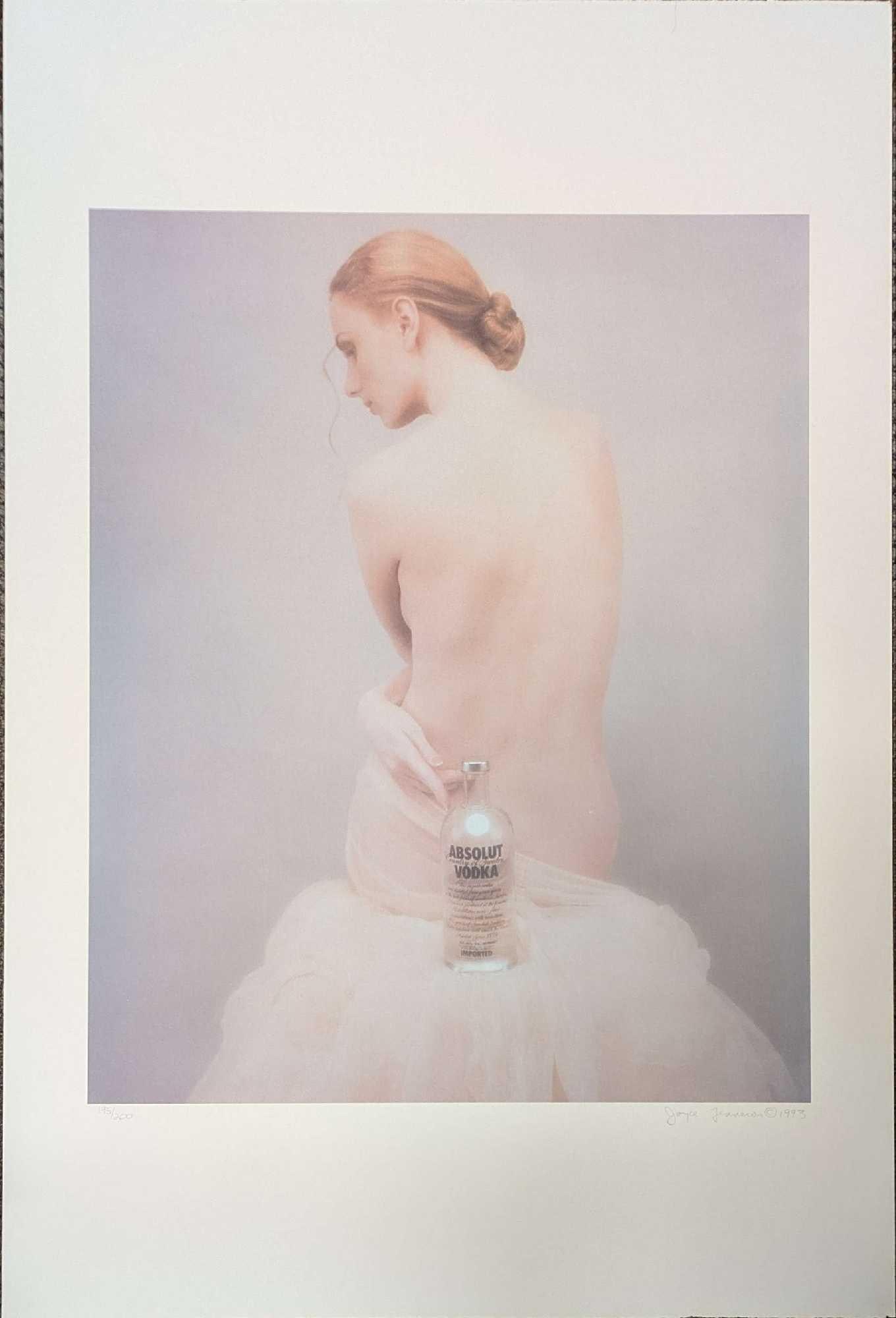 S&N Absolut Vodka - Absolut Joyce Tenneson Print #195: S&N Absolut Vodka - Absolut Joyce Tenneson Print #195. This lithograph is #195 out of #200. The print is approx 26" x 39" and it weighs 0.18lb. There is a very small rip on the bottom