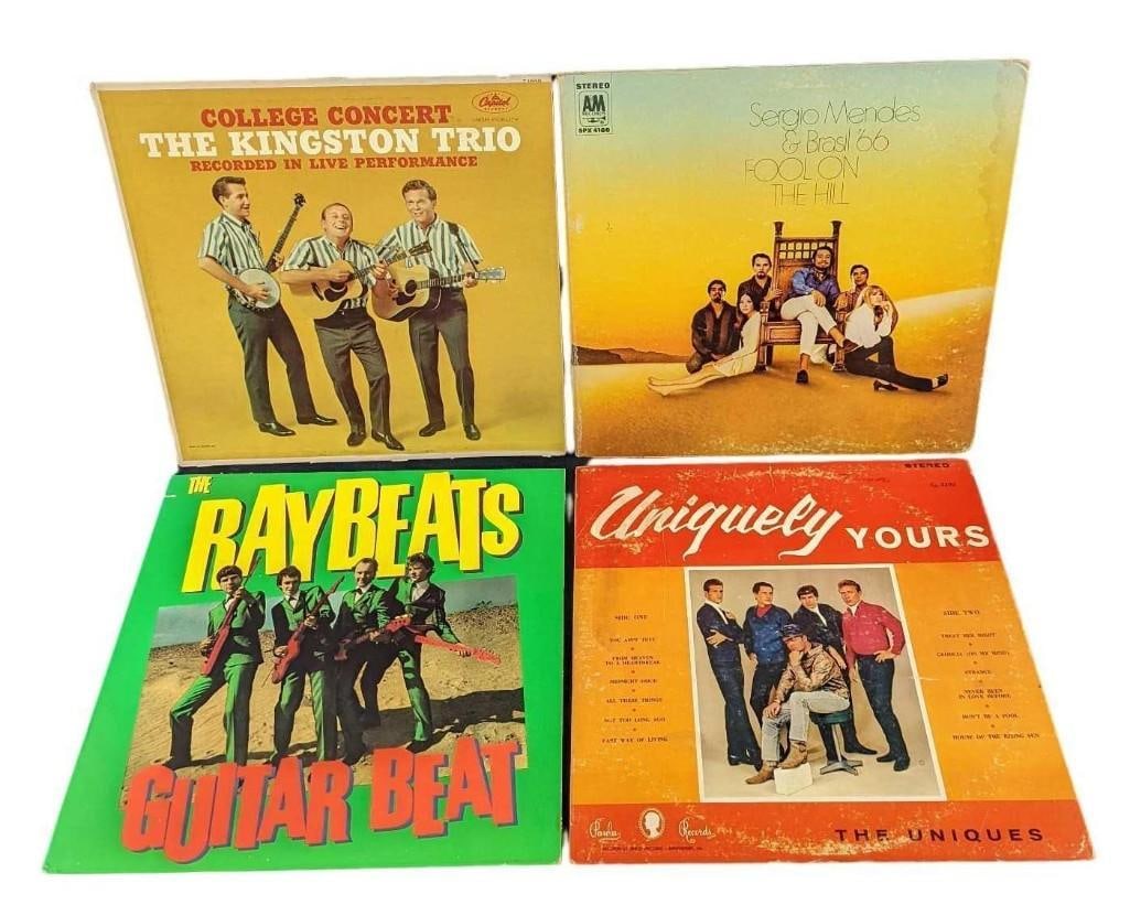 Lot of 4 Pop, Rock, Folk, Assorted Album Records: Lot of 4 Pop, Rock, Folk, Assorted Album Records. This lot includes: (1) Sérgio Mendes & Brasil '66 – Fool On The Hill. This was released by A&M Records in 1968. (1) The Kingston Trio