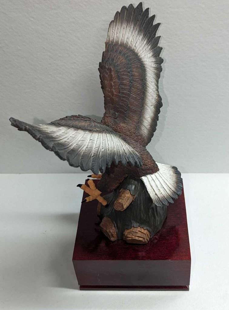 Hand Painted Resin Bald Eagle On Base - 5